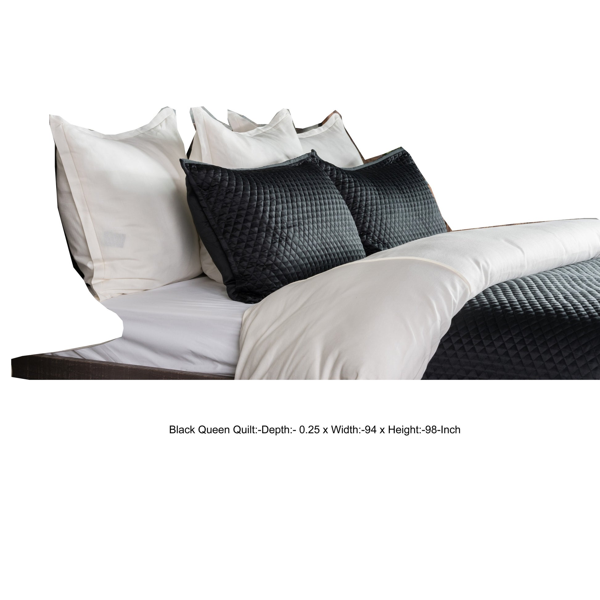 Kahn Hand Stitched Soft Sateen Queen Quilt With Cotton Fill, Matte Black Queen Black Cotton