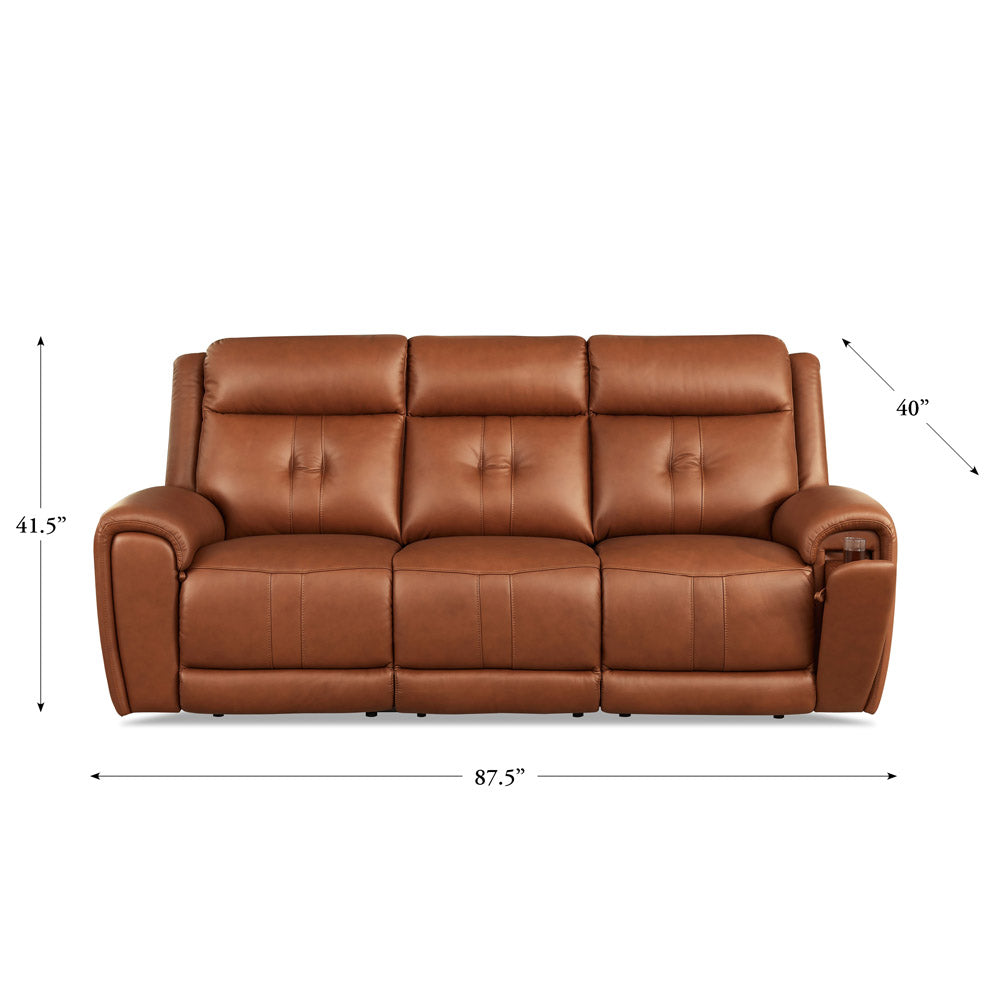 Emma Power Headrest Zero Gravity Reclining Sofa Brown Memory Foam Genuine Leather 3 Seat