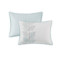 6 Piece Embroidered Quilt Set With Throw Pillows Blue Full Queen Full White Blue Cotton