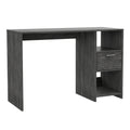 Omma Computer Desk, One Drawer, Two Shelves Grey Computer Desk Office Modern Freestanding Rectangular Open Storage Desk Rectangular Particle Board Engineered Wood