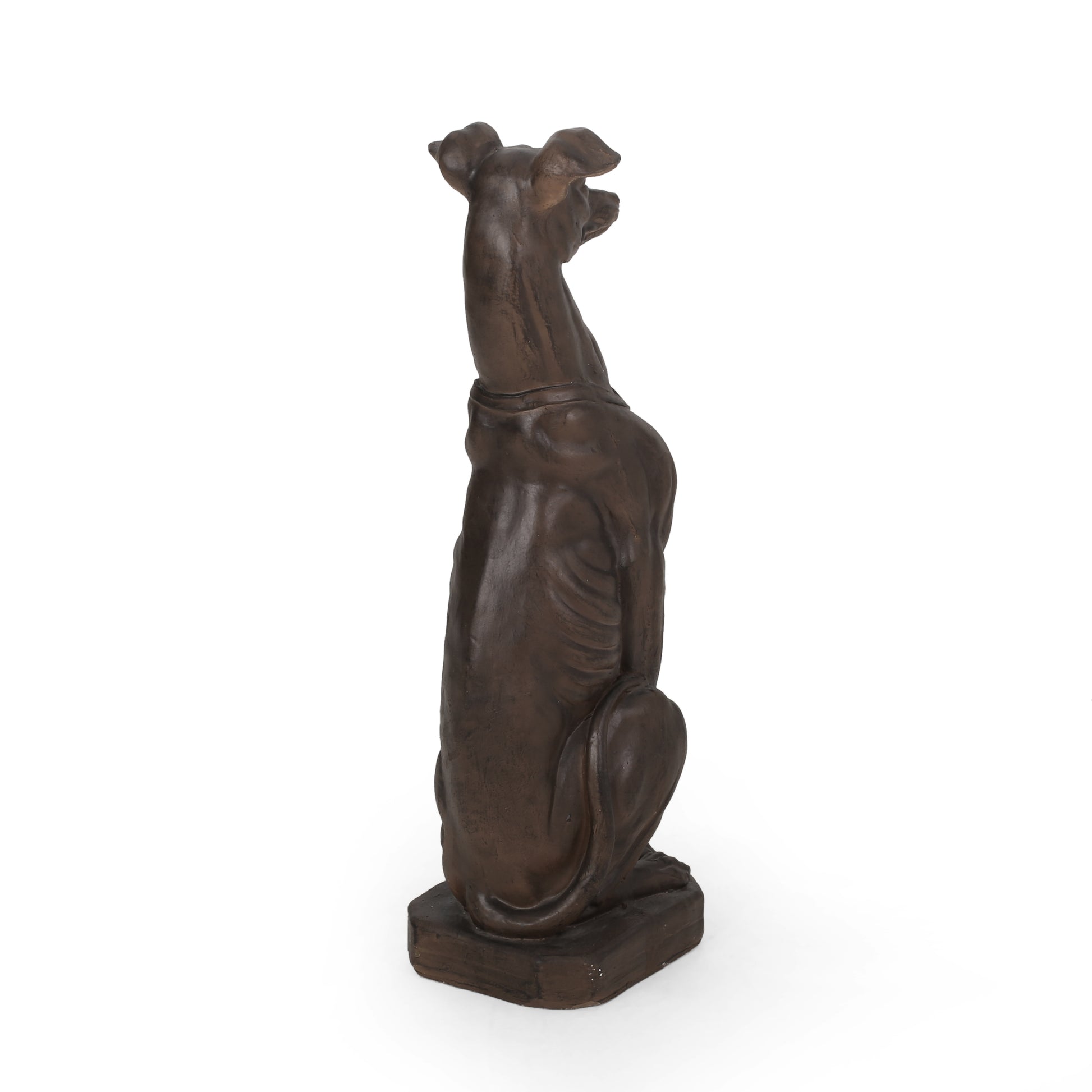 Grey Hound Dog Statue Dark Brown Magnesium Oxide