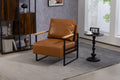 Leather Accent Chair Guest Chair For Living Room, Mid Century Armchair For Bedroom Brown Leather Brown Pu