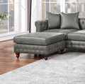 Slate Gray 4Pc Sectional Set 2X Reversible Loveseat Chaise And 2X Ottomans Tufted Couch Pillows Light Slate Grey Faux Leather Wood Primary Living Space Tight Back Contemporary,Luxury,Traditional U