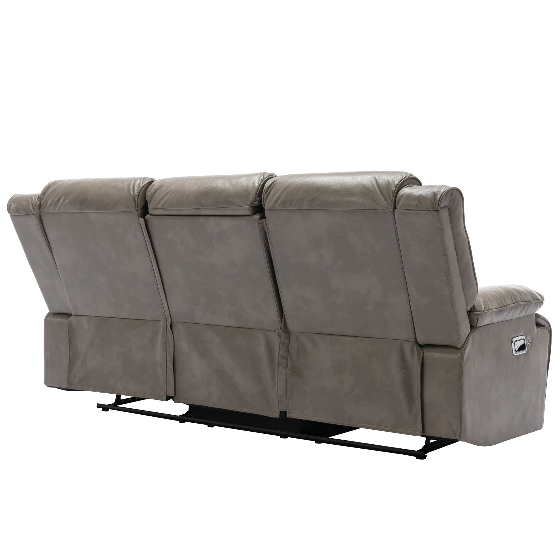 3 Seater Home Theater Recliner Manual Recliner Chair With A Led Light Strip Two Built In Cup Holders For Living Room,Bedroom, Grey Grey Foam Pu