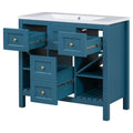 36'' Bathroom Vanity With Resin Sink Combo, Solid Wood Frame Bathroom Storage Cabinet, Freestanding Vanity Set With 5 Drawers& Soft Closing Doors Same As Sw000141Aam Blue Bathroom Solid Wood Mdf Resin