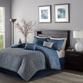 7 Piece Jaquard Comforter Set Navy King King Navy Polyester