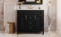 36'' Bathroom Vanity With Top Sink, Modern Bathroom Storage Cabinet With 2 Soft Closing Doors And 2 Drawers, Single Sink Bathroom Vanity Black Bathroom Modern Mdf Ceramic,Solid Wood Mdf