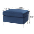 Blue Rectangle Ottoman Blue Primary Living Space Solid Blue Pine Rectangle Fabric Metal