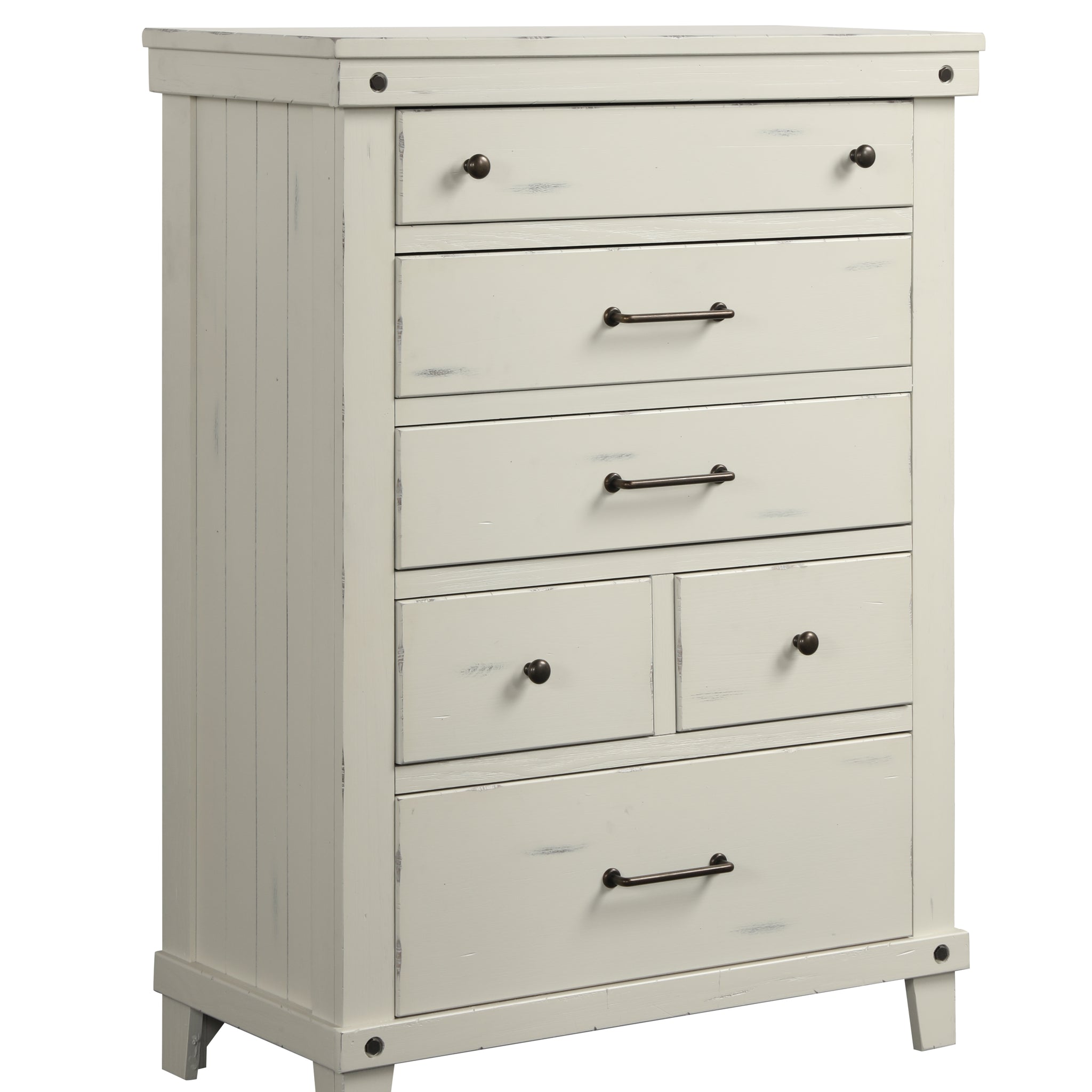 6 Drawer Chest White Solid Wood Mdf