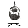 Egg Chair With Stand Indoor Outdoor Swing Chair Patio Wicker Hanging Egg Chair Hanging Basket Chair With Stand For Bedroom Living Room Balcony Gray Steel