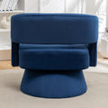 Swivel Barrel Chair, Velvet Accent Armchair 360 Degree Swivel Club Chair For Living Room Bedroom Reception Room Blue Foam Velvet