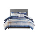 8 Piece Printed Seersucker Comforter And Quilt Set Collection Blue Full Queen Full Blue Polyester