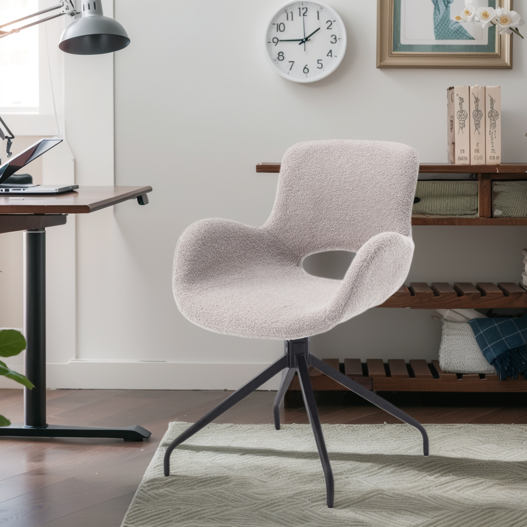 Ts Teddy Velvet Upholstered Chair With Metal Legs,Modern Accent Without Wheels, Home Office Chair Desk Chair Computer Task Chair With 360 Degree Rotating For Office Bedroom Living Room,Gray Gray Teddy