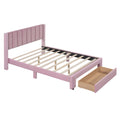 Full Size Storage Bed Velvet Upholstered Platform Bed With A Big Drawer Pink Old Sku:Wf296850Aah Full Pink Velvet