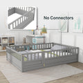 Full Size Floor Bed, Integral Construction With Super High Security Barrier, Door, Children'S Floor Bed Frame, Montessori Wooden Children'S Floor Bed, Grey Box Spring Required Full Grey Wood Brown Bedroom American Design,Artsy Pine Bed Frame Pine