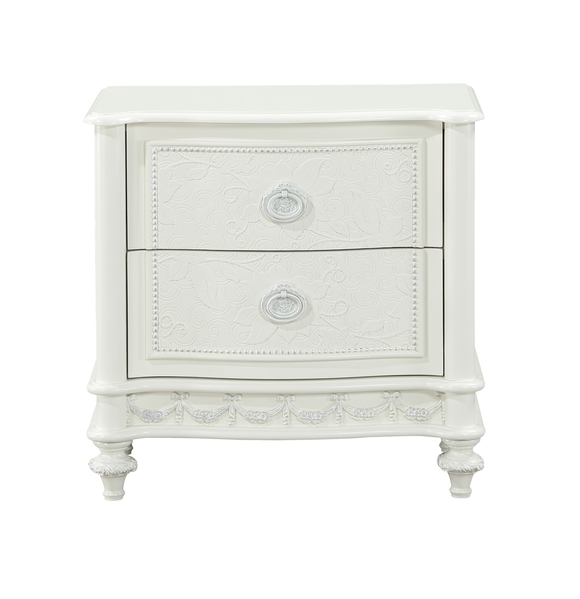 Dorothy Nightstand W 2 Drawers, Ivory Finish Bd02266 Ivory Wood