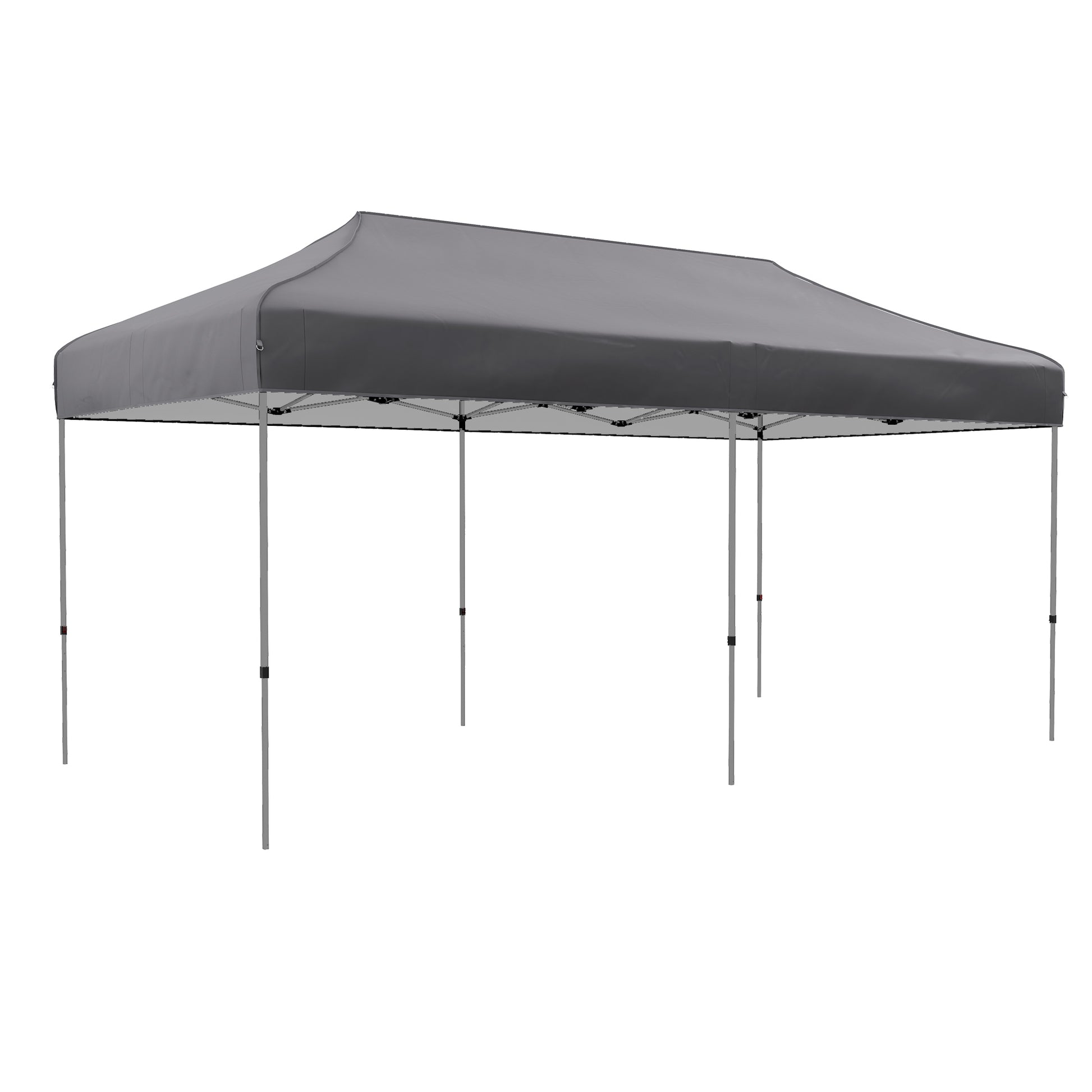 Outsunny 10' X 20' Pop Up Canopy Tent, Instant Sun Shelter With 3 Level Adjustable Height, Easy Up Outdoor Tent For Parties With Wheeled Carry Bag For Garden, Patio, Gray Grey Steel