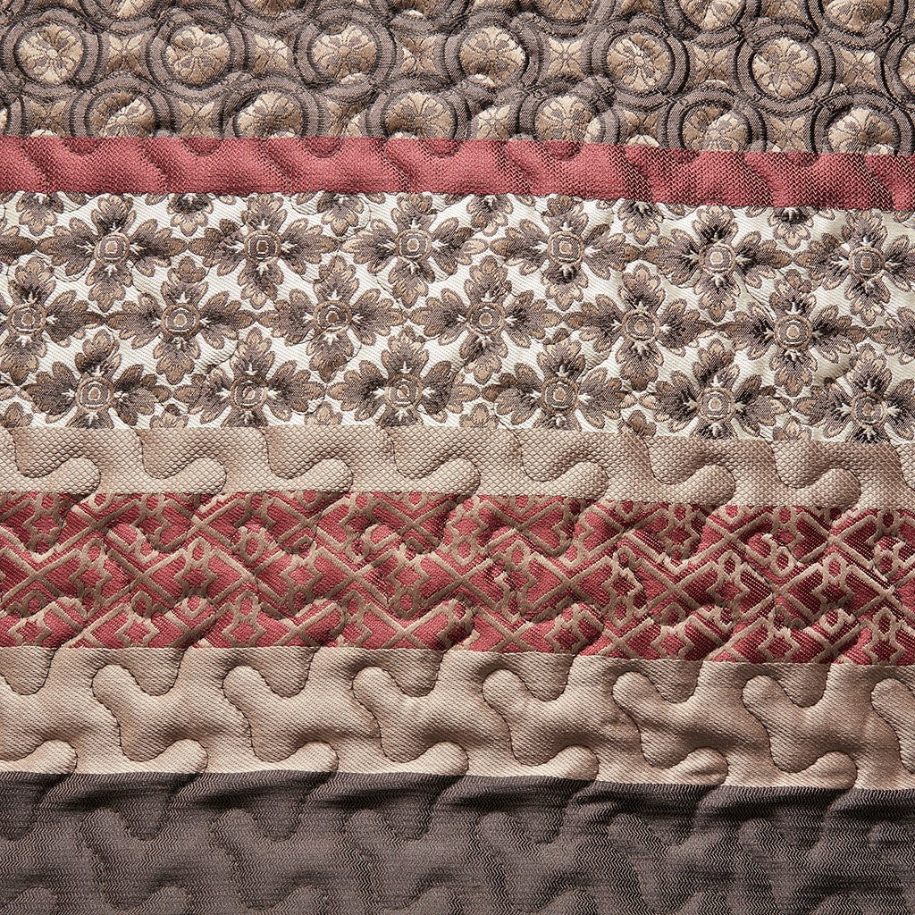 5 Piece Reversible Jacquard Bedspread Set Red King King Red Cotton