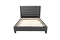 Queen Bed In Blue Gray Box Spring Not Required Queen Gray Fabric