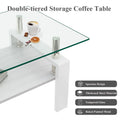 Rectangle Coffee Table, Tempered Glass Tabletop With Mdf Layer, Modern Table For Living Roomtransparent Glass Transparent Tempered Glass