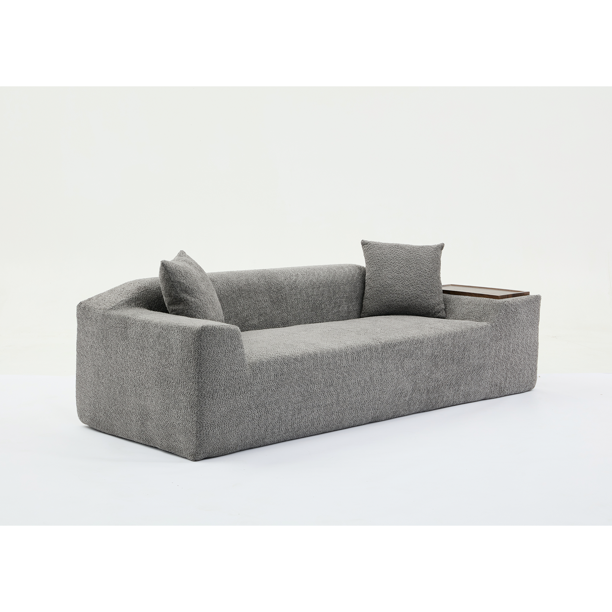 Arrived 2 Piece Boucle Cloud Sofa Set, Upholstered Sofa Set, Modern 3 Seater And 2 Seater Sofa With Mdf End Table For Living Room ,Apartment,3 2 Couch,Boucle,Dark Gray Gray Polyester Primary Living Space Soft Tight Back Modern Square Arms Foam