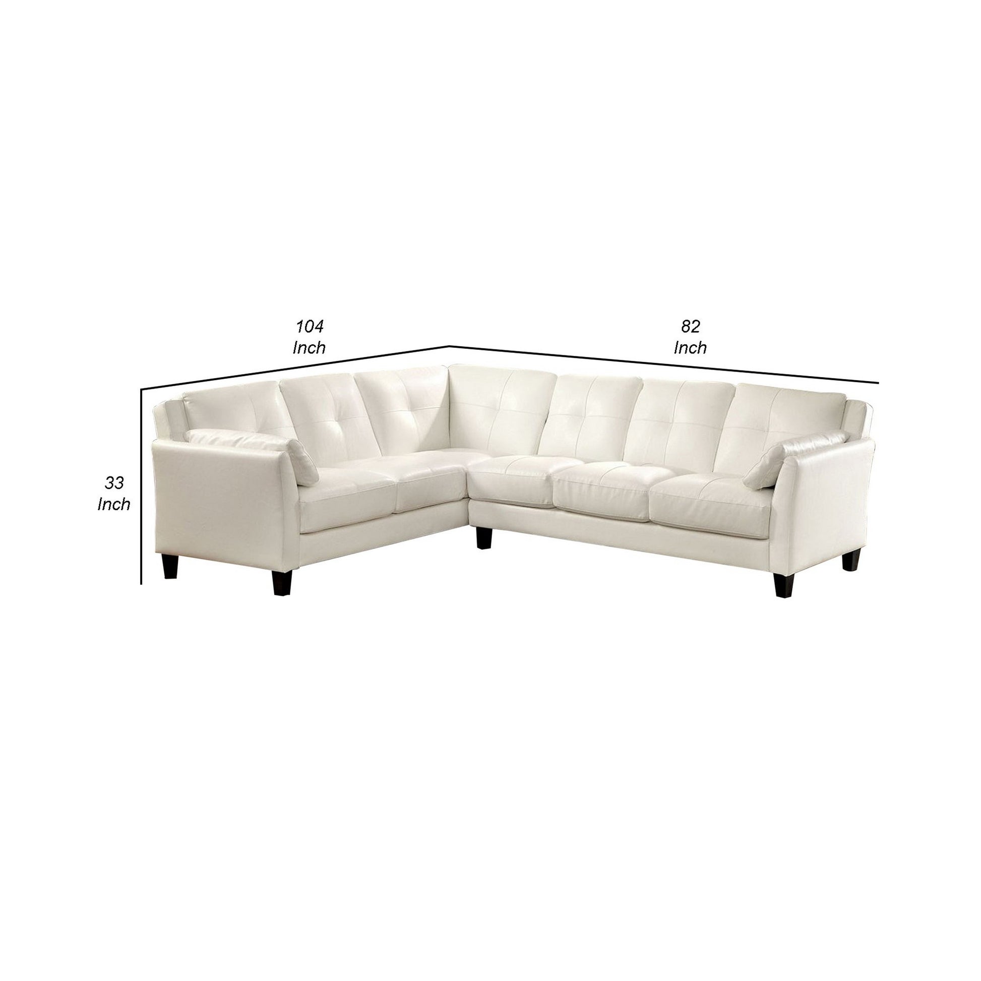 Sectional Sofa Withand Centre Tufted Stitching, White White Wood Fabric 6 Seat