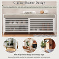 Distressed Shutter Storage Bench With Acacia Veneer For Retro Charm For Living Room, Entryway White White Mdf