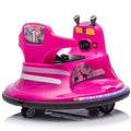 12V Kids Ride On Bumper Car W Parents Control,Rotate 360 Degrees,Two Handed Switch For Direction Control,Bumper Strip,Light Belt,Mp3 Music,Bluetooth,Provide A Speed Of 0.75Mph For Kids Of 2 5 Rose