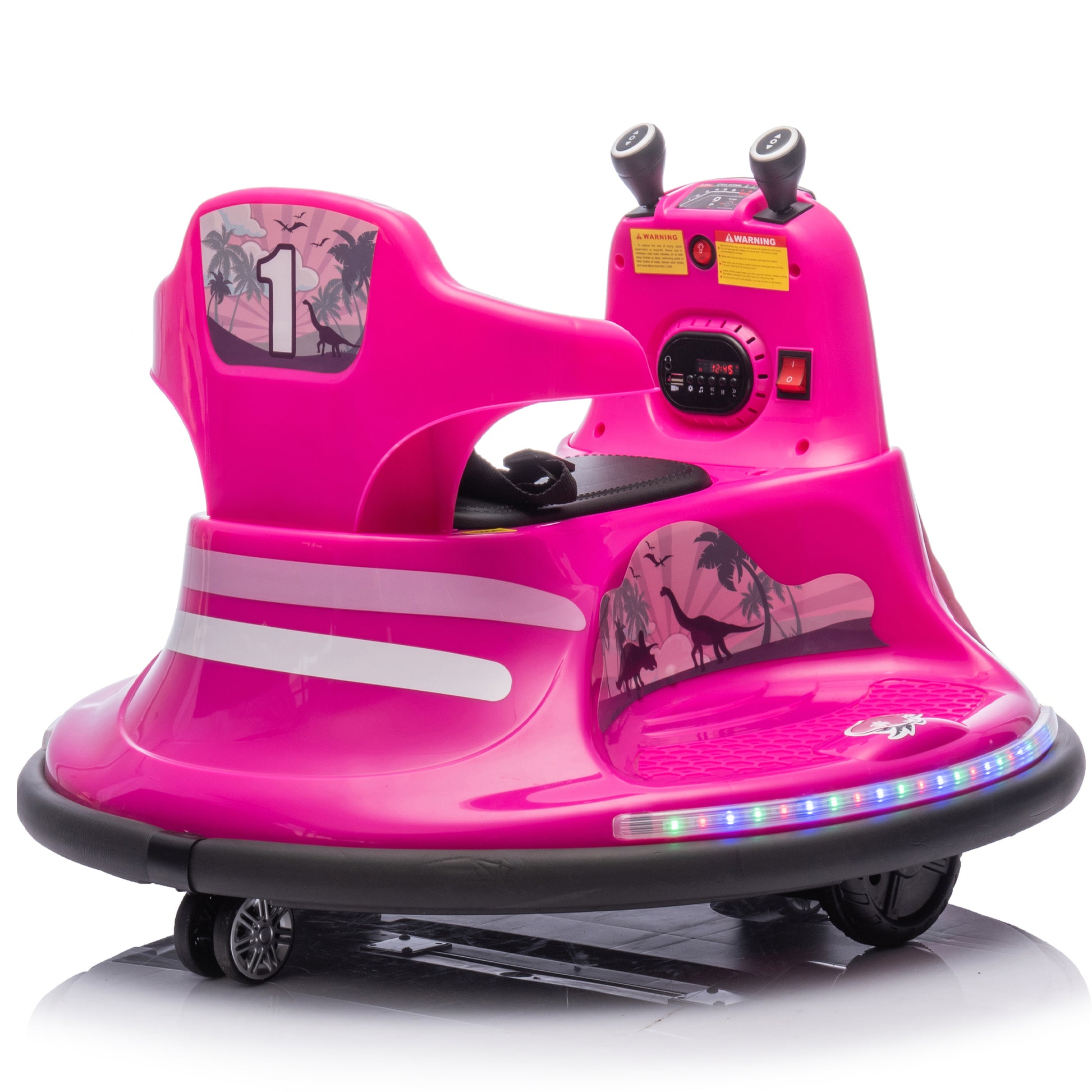 12V Kids Ride On Bumper Car W Parents Control,Rotate 360 Degrees,Two Handed Switch For Direction Control,Bumper Strip,Light Belt,Mp3 Music,Bluetooth,Provide A Speed Of 0.75Mph For Kids Of 2 5 Rose