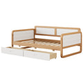 Twin Size Solid Wood Daybed With 2 Storage Drawers For Limited Space Kids, Teens, Adults, No Need Box Spring, Walnut And White Box Spring Not Required Twin White Walnut Wood Bedroom Modern Pine Daybeds Wood
