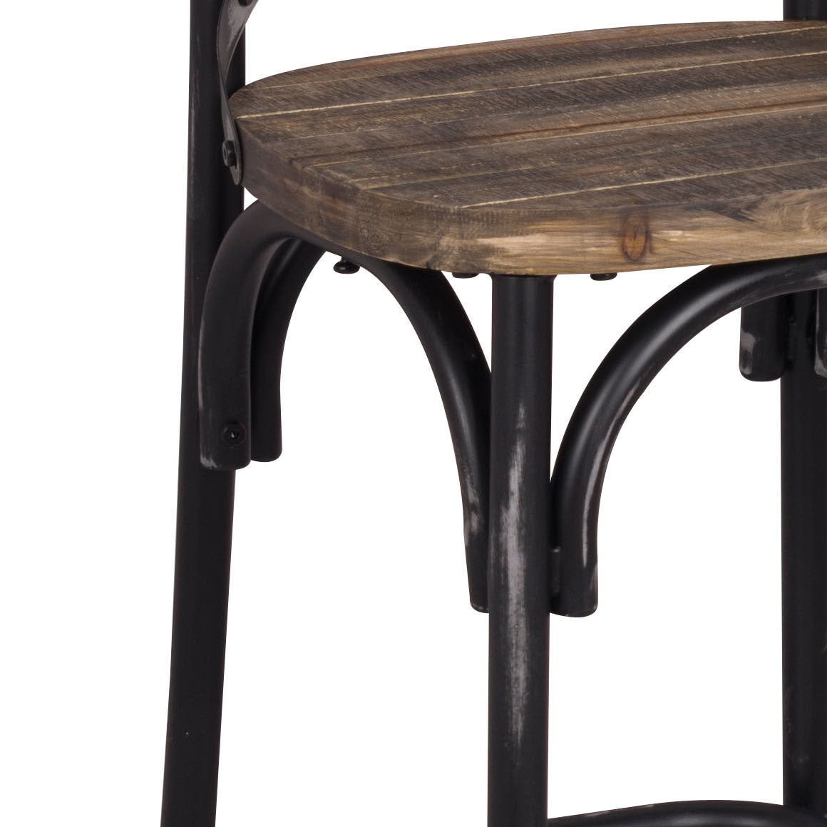 Zaire Antique Black & Antique Oak Finish Bar Chair Black,Oak Metal,Wood