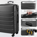 Hard Sided Expand Suitcase With Rotating Wheels, Tsa Lock, Retractable Handle, Black, 20