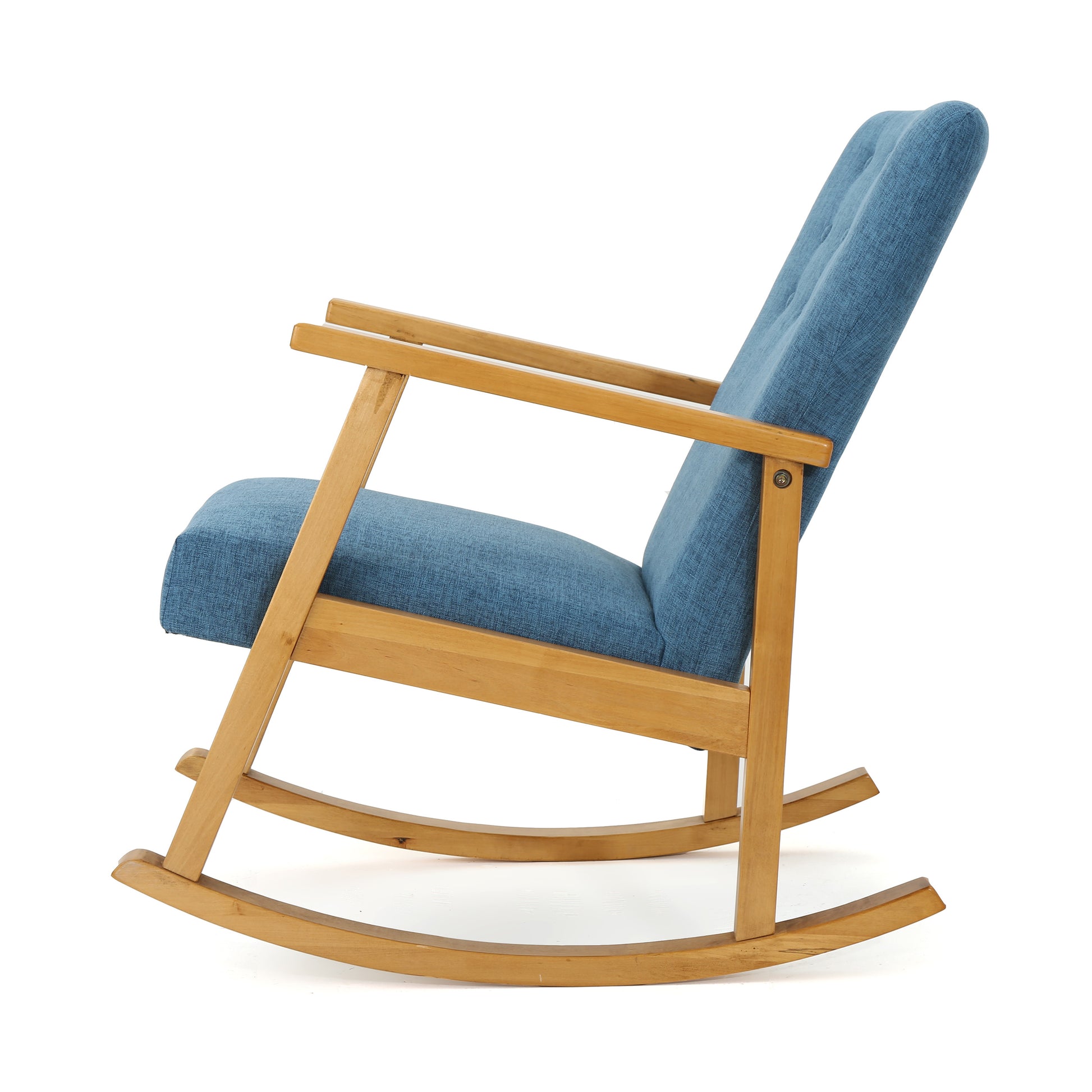 Blue Fabric Upholstered Rocking Chair Blue Fabric