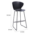 Kivi 30 Inch Set Of 2 Barstool Chairs, Metal, Curved Black Polypropylene Black Metal