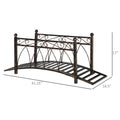 Outsunny 3.3' Metal Arch Zen Garden Bridge With Safety Siderails, Decorative Footbridge, Delicate Scrollwork & Corner Spheres For Stream, Fish Pond, Bronze Bronze Steel