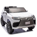 Licensed Lexus Lx600 24V Two Seater Kids Ride On Car W Parents Control,Seat Width 20 Inches,2Wd,Four Wheel Suspension,Bluetooth,Mp3,Music,Adjustable Volume,Power Display,Speeds 1.86 3.11Mph For Kids. White Polypropylene