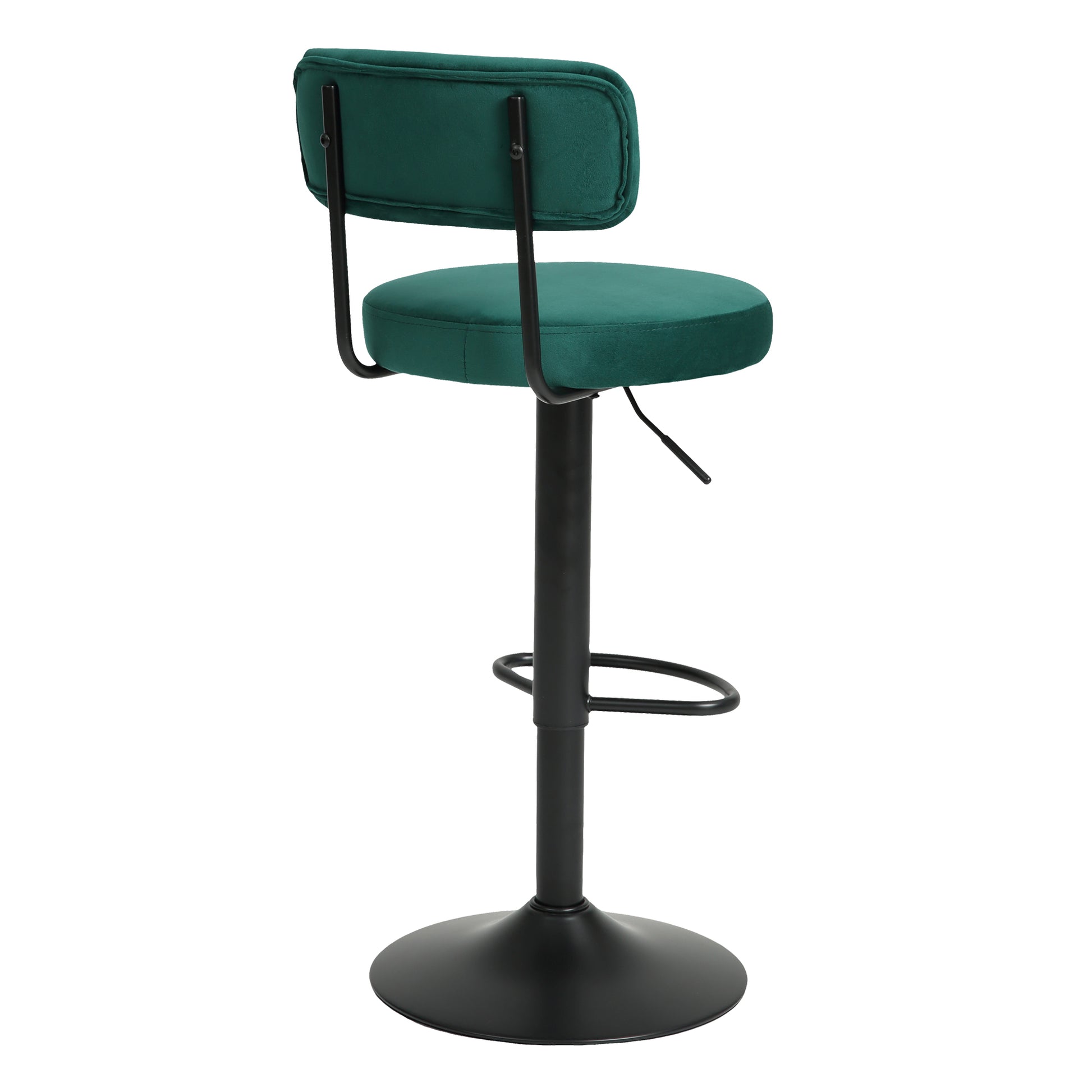 Modern Bar Stools Set Of 2,Curved Backrest Upholstered Counter Height Bar Stools,Adjustable Bar Stool 24.5" 30.5", Swivel Counter Stools For Kitchen Home Green Velvet