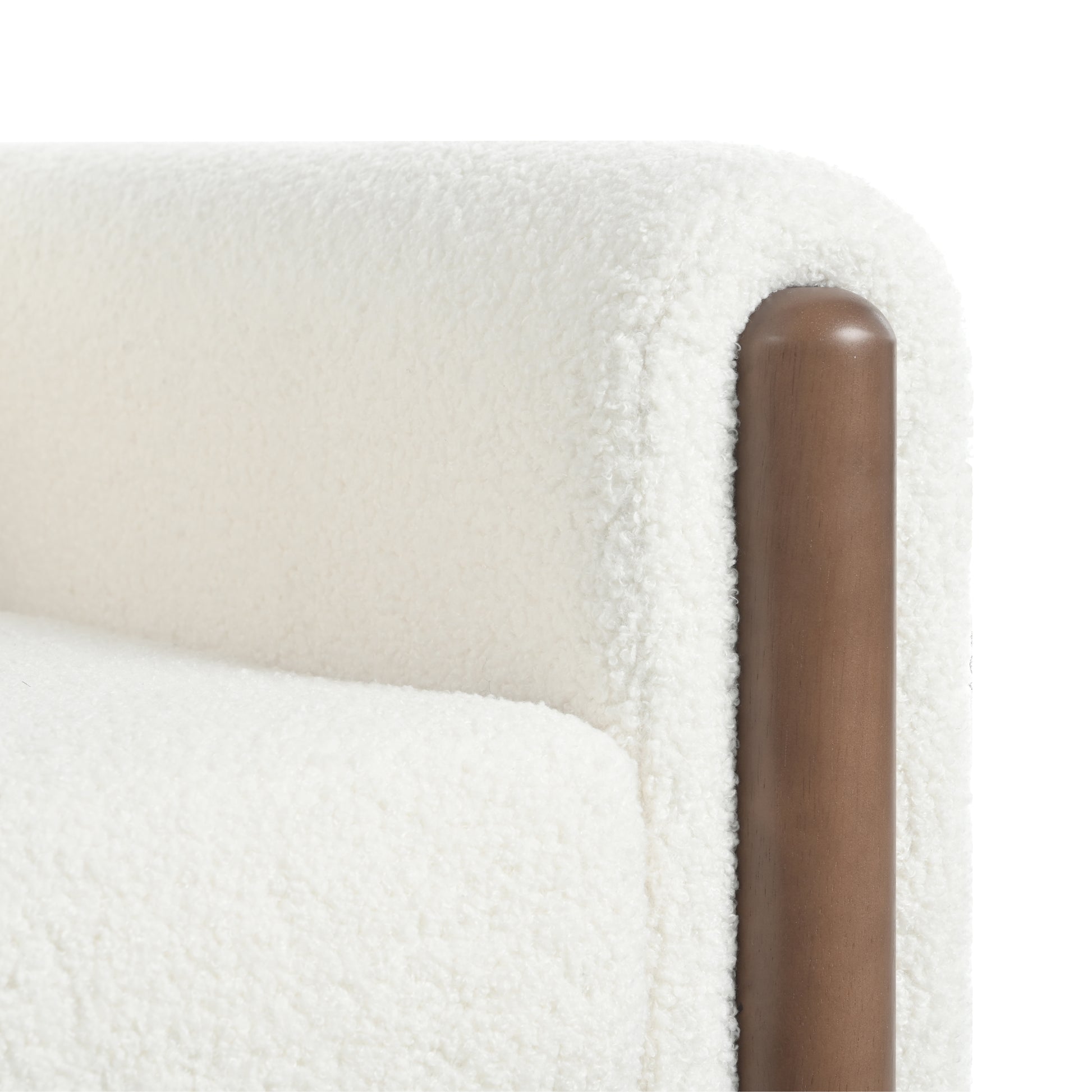 Oversized Accent Chair, Upholstered Living Room Chairs Single Sofa Chair With Walnut Legs, Curved Handrail, White White Teddy