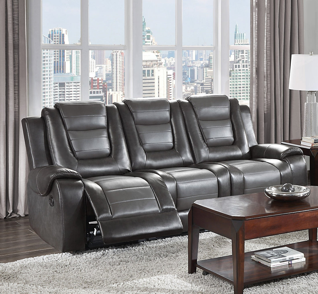 Modern Luxury Living Room Sofa Set 2Pc Reclining Sofa Loveseat Formal Furniture Premium Faux Leather Upholstery Comfortable Two Tone Gray Finish Dark Gray,Light Gray Faux Leather Wood Primary Living Space Luxury,Modern Plywood,Solid Wood 5 Seat