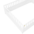 Full Size Floor Bed, Integral Construction With Super High Security Barrier, Door, Children'S Floor Bed Frame, Montessori Wooden Children'S Floor Bed, White Box Spring Required Full White Wood Brown