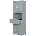 Tall Bathroom Cabinet With Laundry Basket, Large Storage Space Tilt Out Laundry Hamper And Upper Storage Cabinet, Grey Grey Mdf