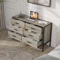 Wood Dresser With 6 Drawers, Wooden Storage Closet For Bedroom, Solid Clothes Cabinet With Sturdy Steel Frame, 48.58