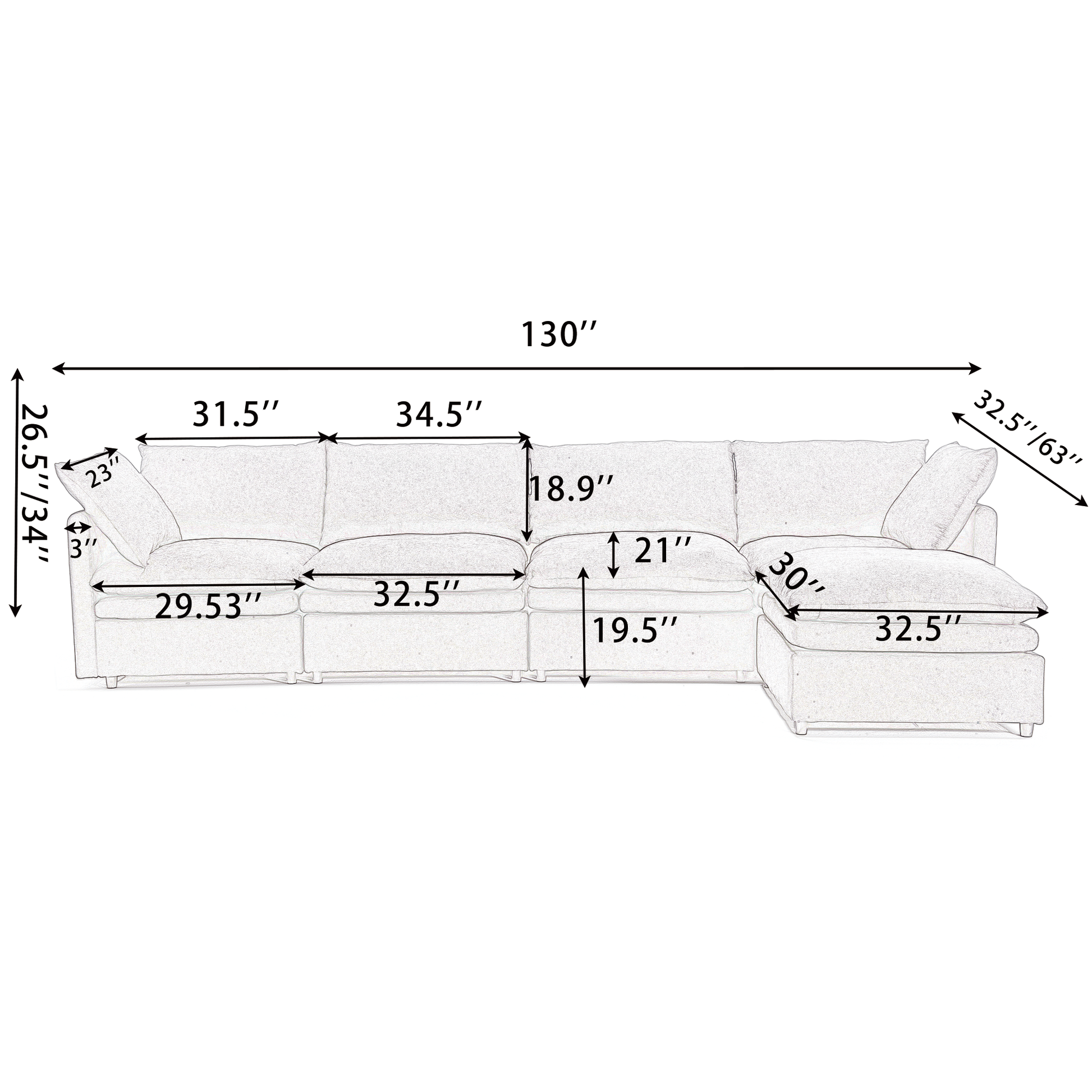 Packaging Upgrade Modern U Shaped Sectional Sofa ,5 Seat Sofa ,Sleeper Sofa Couch With Chaise Lounge For Living Room,Apartment,Upholstered,Polyester,Upgrade,Dark Gray Dark Gray Light Brown Polyester