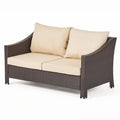 Antibes 4Pcs Wicker Chat Set Brown Wicker And Beige Cushion Yes Brown Seats 4 Mildew Resistant Frame Fade Resistant Cushion Garden & Outdoor Classic Foam Pe Rattan Iron Waterproof Fabric