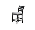 Black Color 7Pc Dining Set Counter Height Table And 6X High Chairs Upholstered Fabric Cushion Seats Solid Wood Dining Room Furniture Wood Dining Room Solid Wood Rubberwood Rectangular Dining Table With Chair Upholstered Chair Wood Black Ladder Back Seats