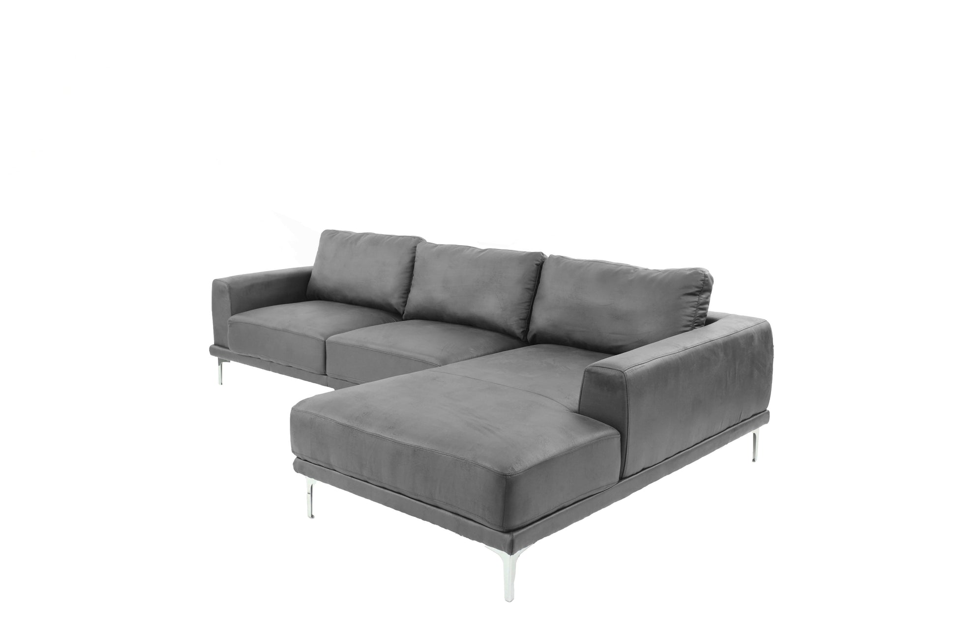 Left Facing Sofa, Right Facing Chaise Sectional Set Antique Grey Sleek Modern 2Pc Sectional W Pillows Antique Gray Faux Leather Primary Living Space Cushion Back Classic,Contemporary,Modern L Shaped Pine Metal 5 Seat