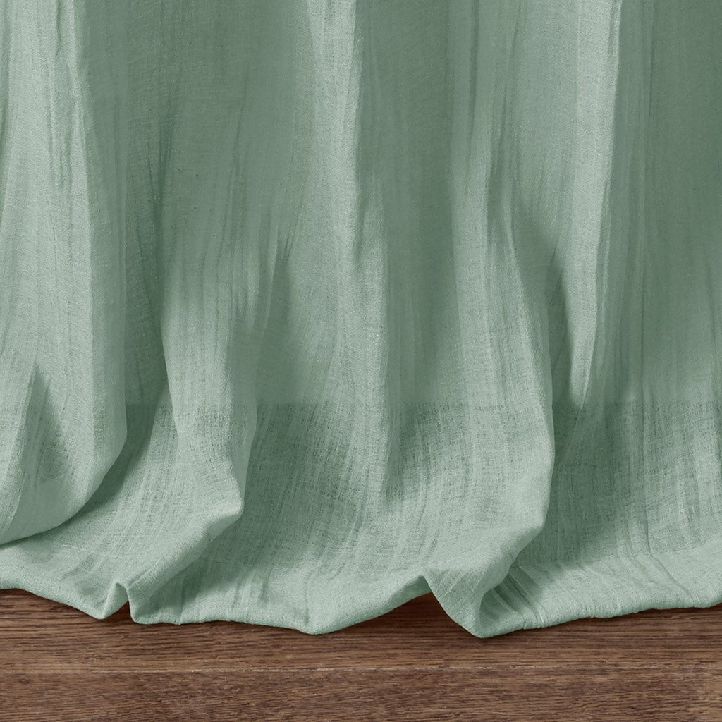 Solid Crushed Curtain Panel Pair 2 Pcs Window Panels Aqua Polyester