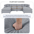 Modern Large U Shape Sectional Sofa, 2 Large Chaise With Removable Ottomans For Living Room Grey Polyester Primary Living Space Pillow Back American Design Polyester 6 Seat