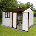 Metal Garden Sheds 10Ftx8Ft Outdoor White Coffee With Window White Metal