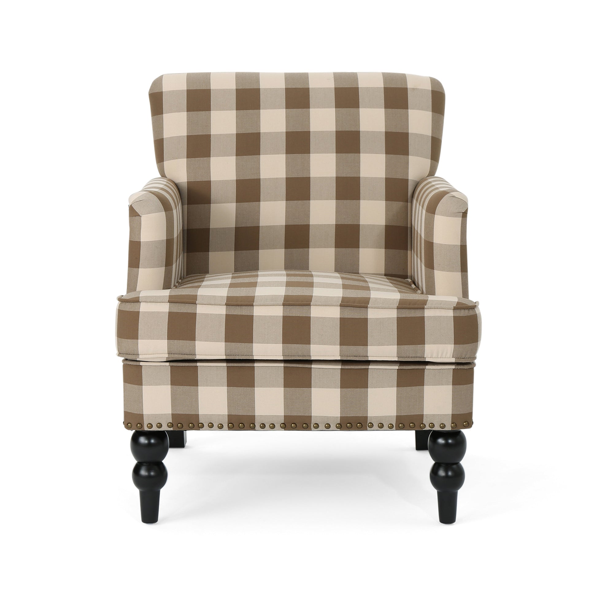 Harrison Tufted Club Chair Brown Fabric